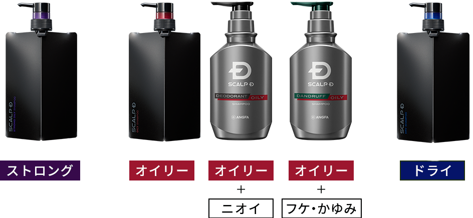 ストロング オイリー オイリー + ニオイ オイリー+ フケ・かゆみ ドライ
