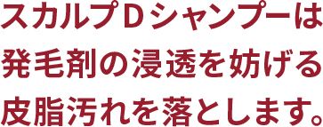 スカルプDシャンプーは発毛剤の浸透を妨げる皮脂汚れを落とします。